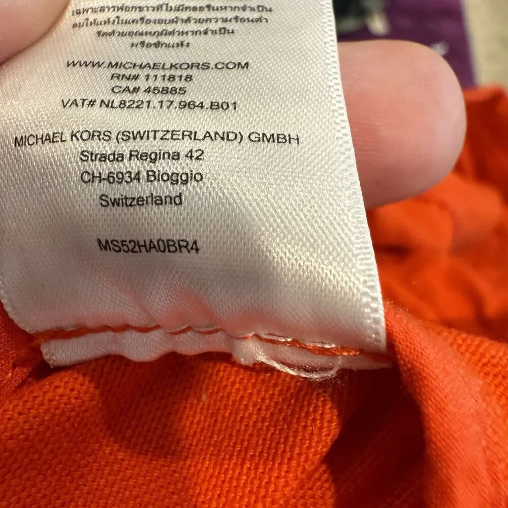 Michael Kors Womens Cropped Canvas Jacket 3X Bright Orange Zip Front Cotton